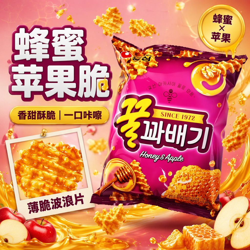 韩国进口零食农心蜂蜜脆条90g酥脆麻花蜜糖膨化零食小吃 休闲食品