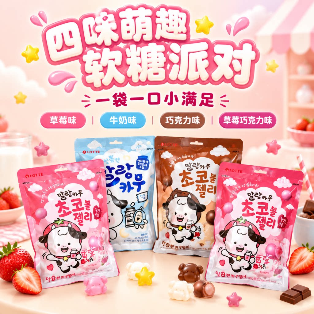 韩国进口零食乐天牛奶糖软糖权志龙同款烤着吃办公休闲零食小吃