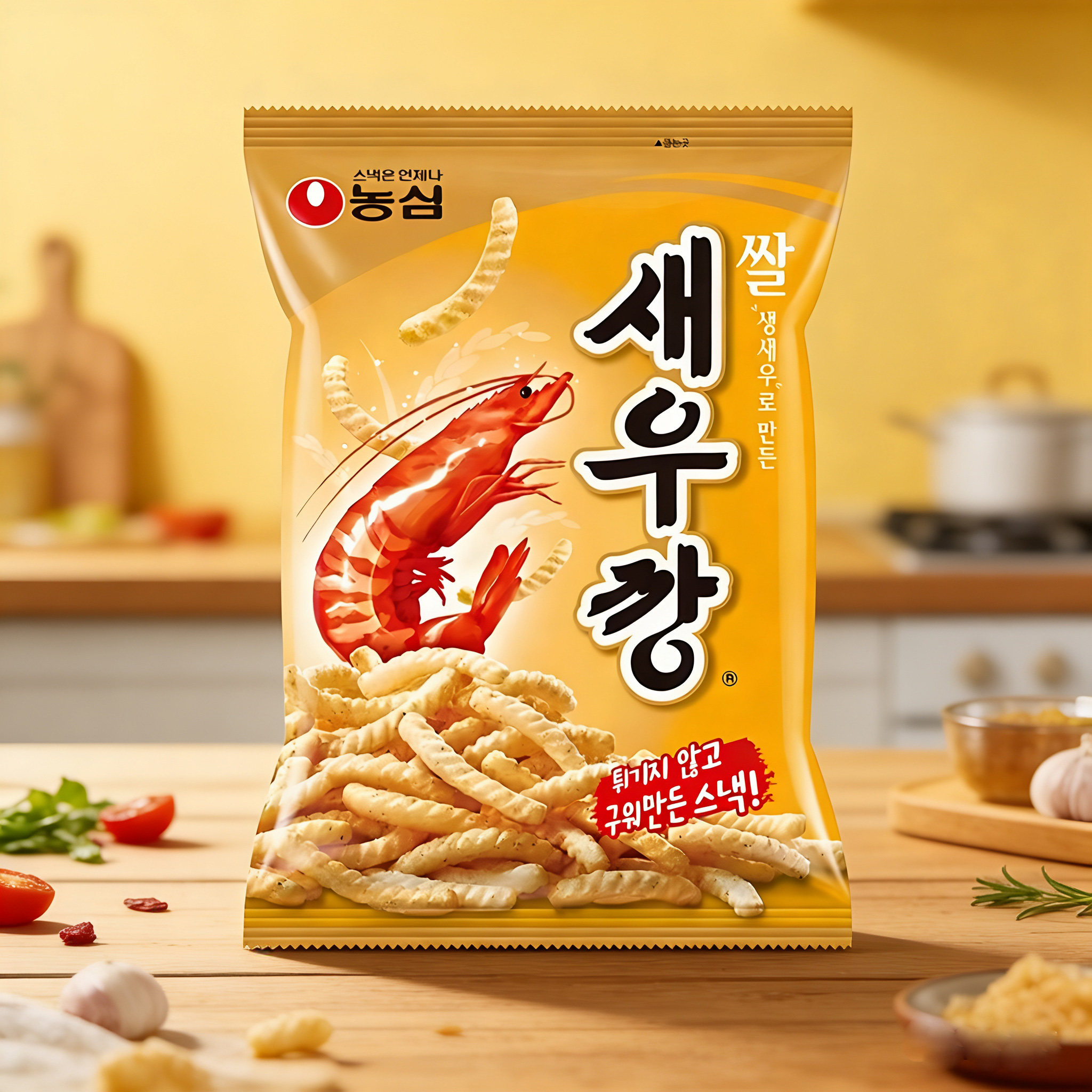 韩国进口食品农心米制虾条鲜虾条80g袋装办公室休闲零食膨化零食