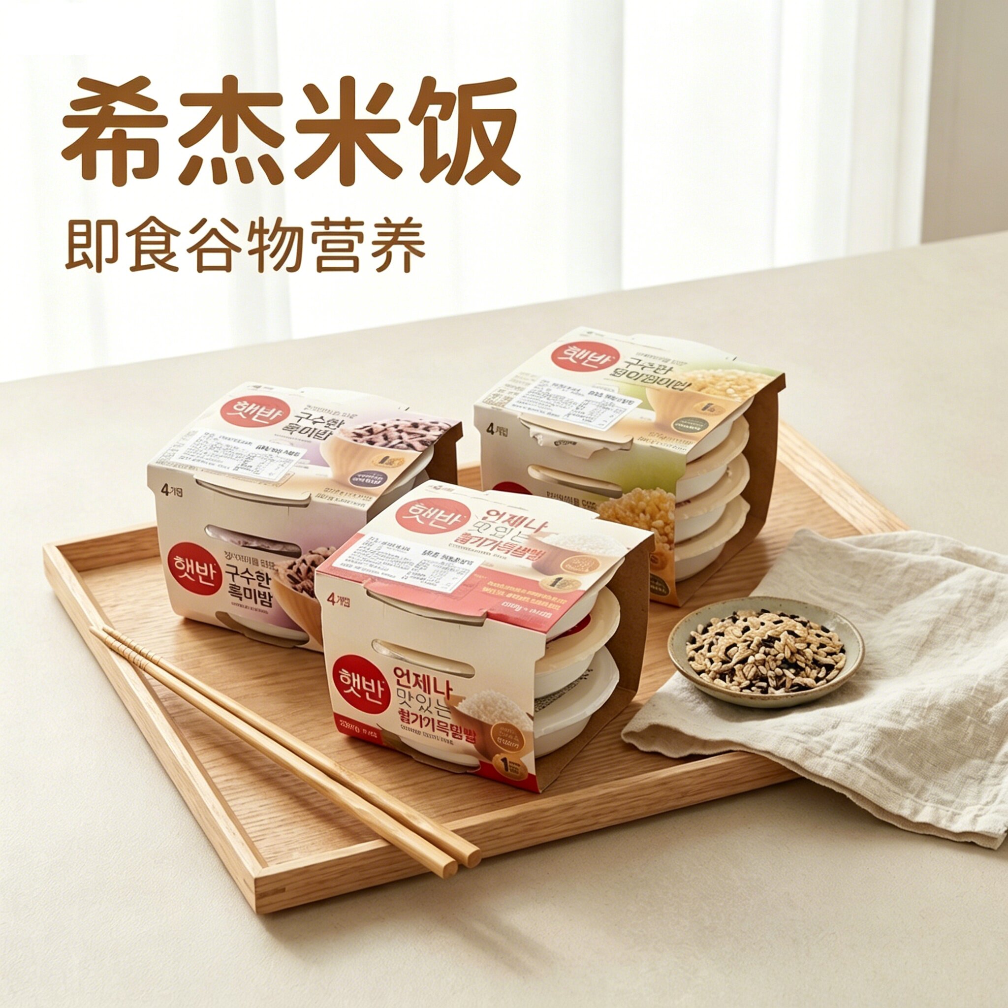 韩国进口希杰cj白米饭五谷饭玄米饭微波炉速食方便加热即食韩文版