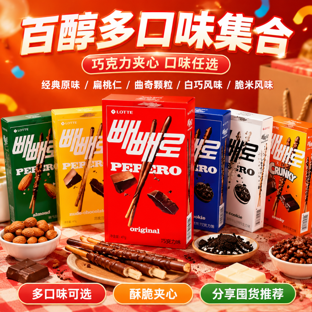 乐天Pepero多口味巧克力棒