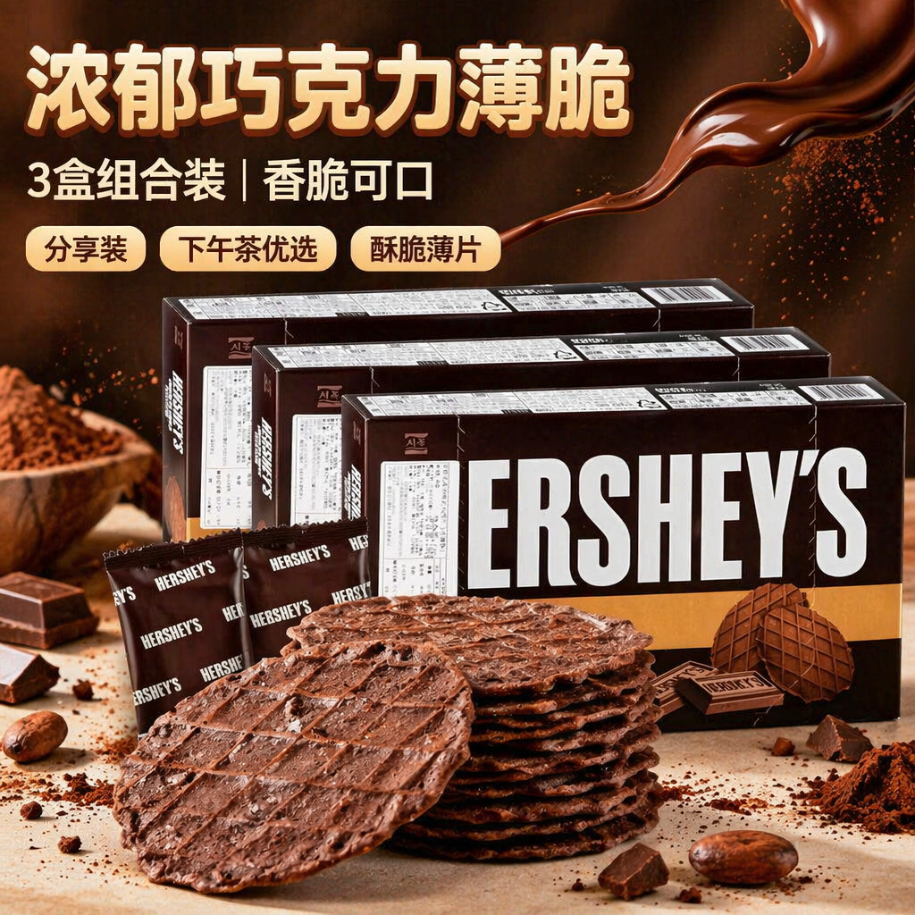包邮韩国进口好时HERSHEY'S巧克力华夫饼瓦夫饼干薄脆小包装零食