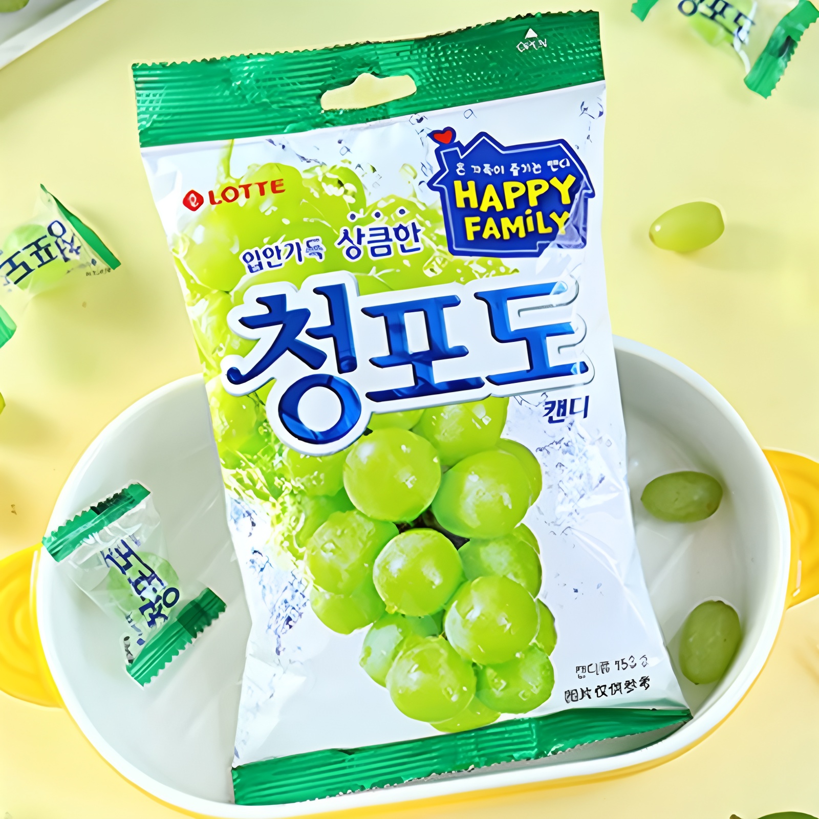 韩国进口零食乐天青葡萄味硬糖153g婚庆喜糖水果回赠礼物韩国食品