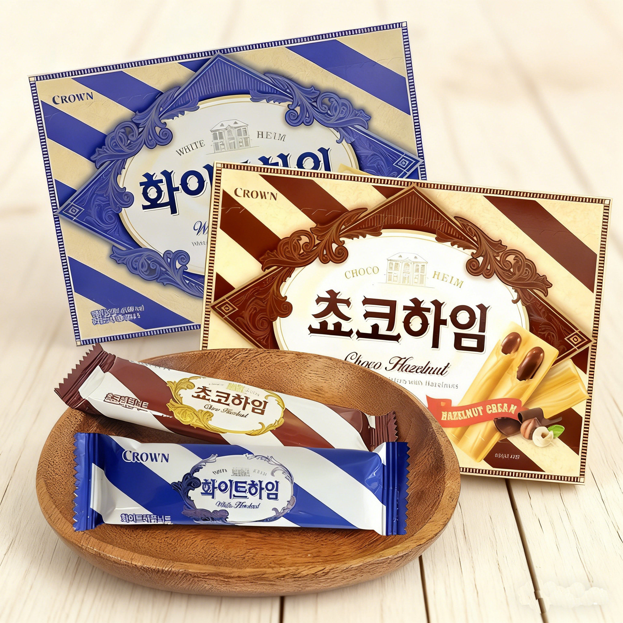 韩国食品进口crown克丽安榛子奶油巧克力威化饼干284g休闲送礼