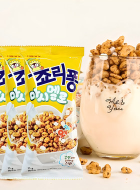 韩国进口零食crown棉花糖麦粒爆米花膨化克丽安大麦粒泡牛奶小吃
