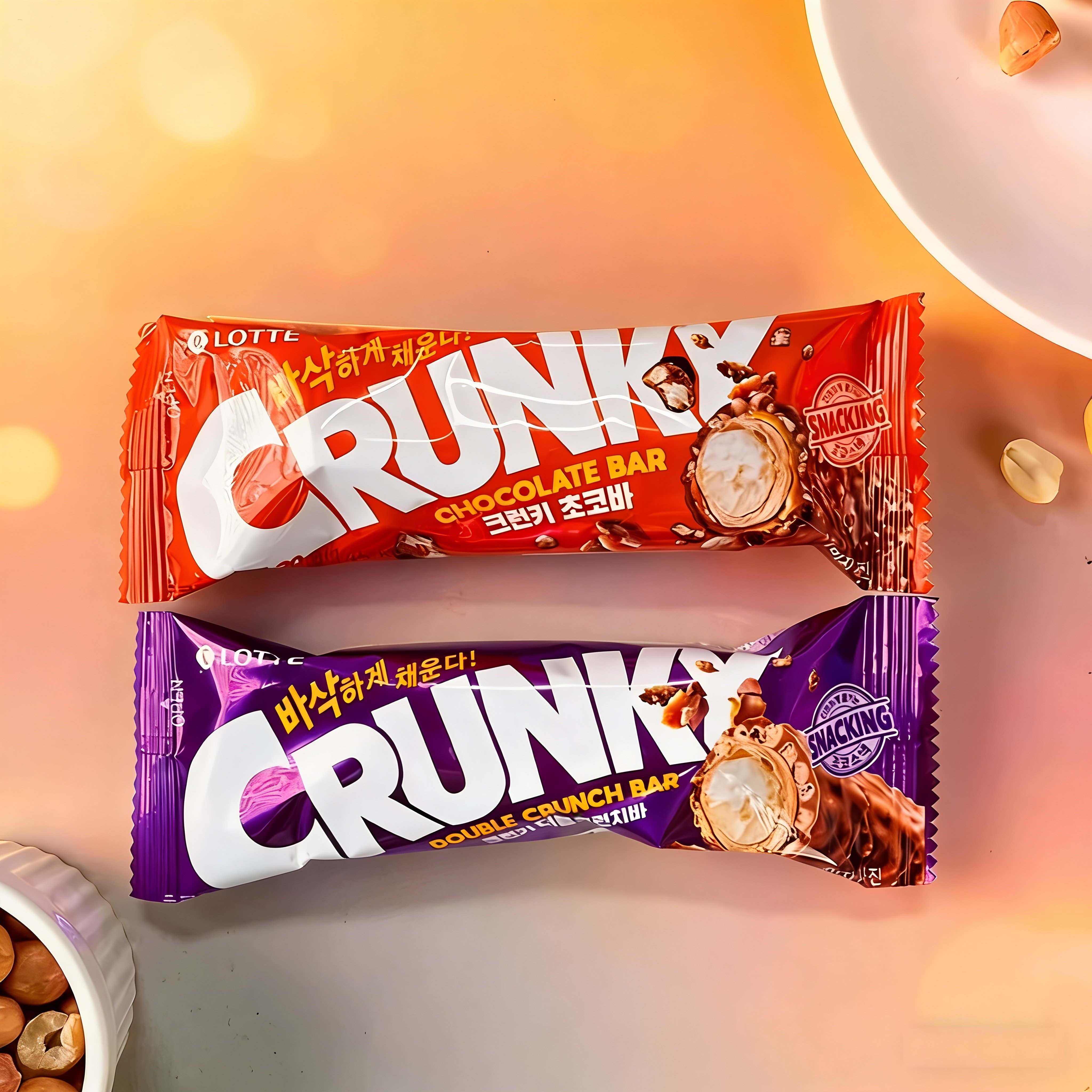 韩国进口零食乐天lotte双倍脆米巧克力CRUNKY饼干运动能量棒袋装
