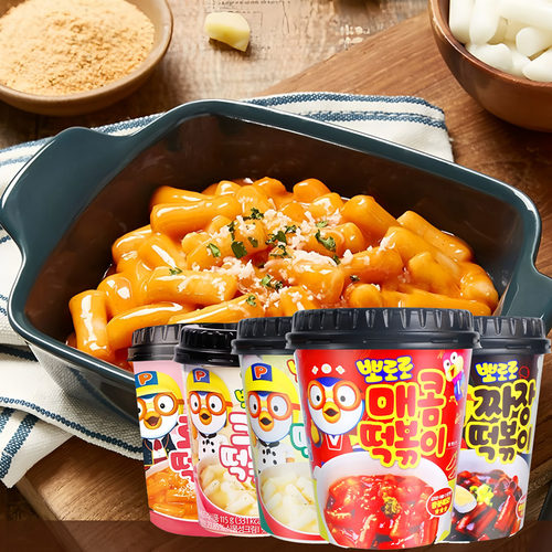 韩国进口啵乐乐奶油芝士炸酱炒年糕条辣味杯装方便速食儿童零食