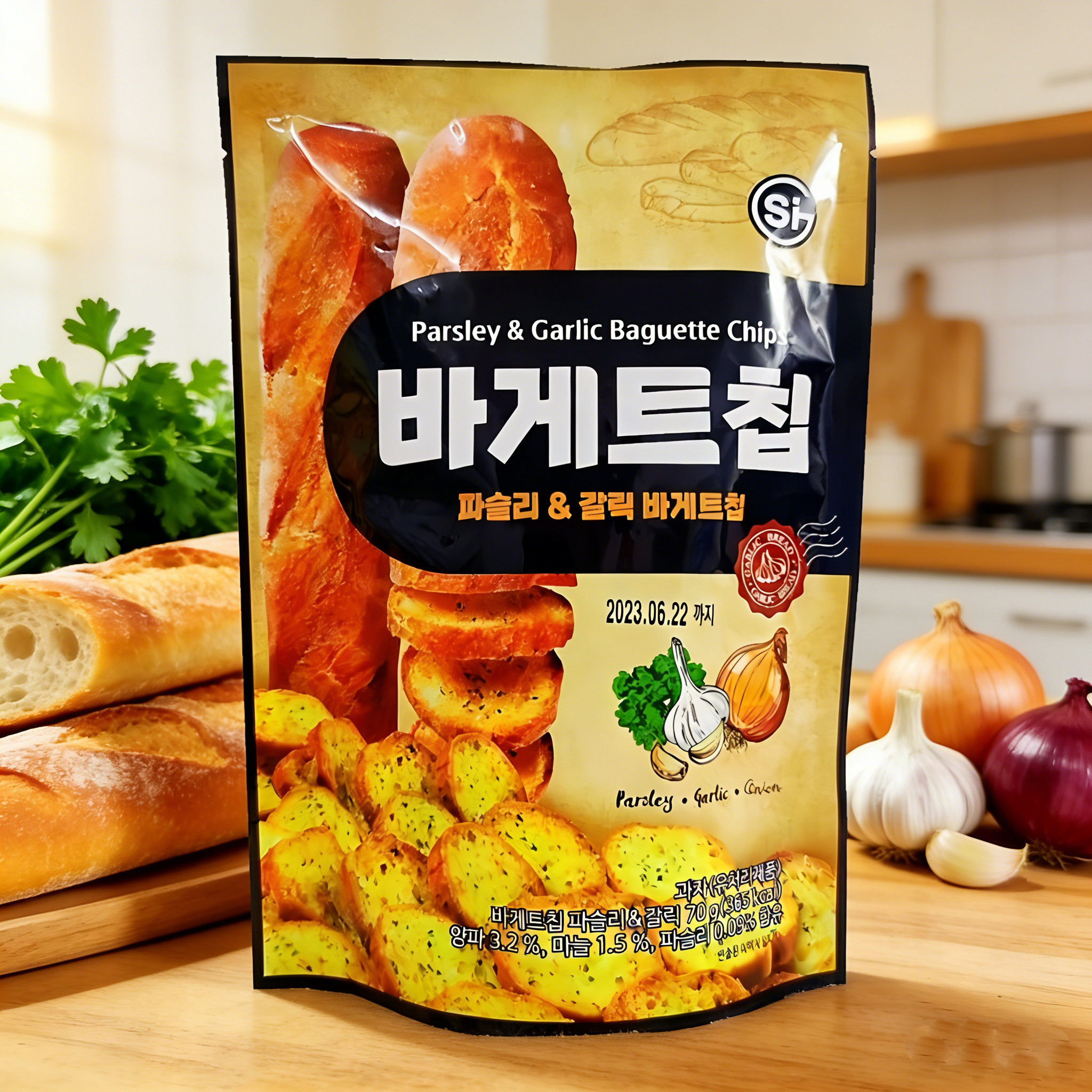 韩国进口SI蒜香面包干70g