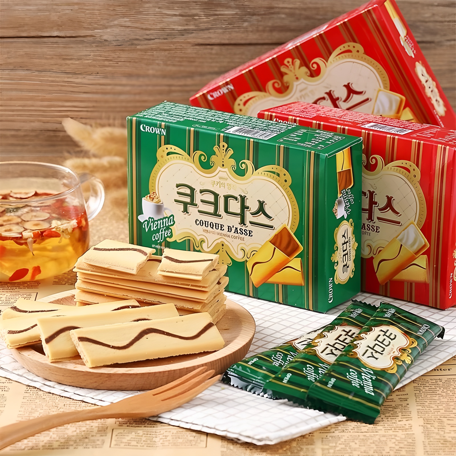 韩国进口零食克丽安奶油夹心蛋卷奶油芝士饼干128g休闲零食小吃