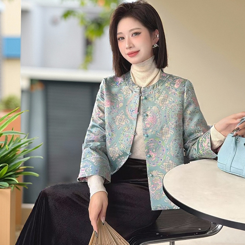 阔太棉服女外套秋冬装外衣十二生肖国风女装精致上衣妈妈装开衫