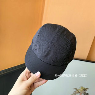 新款短帽檐帽子男士夏季轻薄款透气网眼速干棒球帽时尚五片鸭舌帽