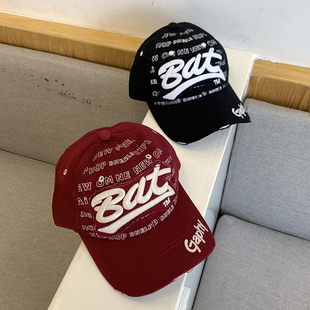 特价！鸭舌帽女刺绣字母bat潮帽时尚百搭棒球帽ins男街头户外软顶