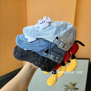 可爱手掌牛仔前进帽女日系显脸小云朵贝雷帽可爱卡通画家帽子潮