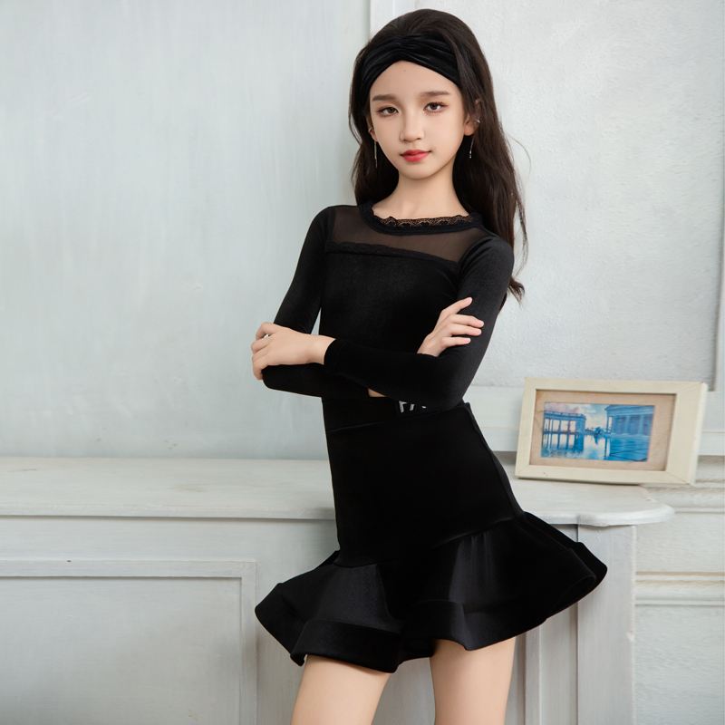 FAZ蕾丝拼接连衣裙拉丁舞