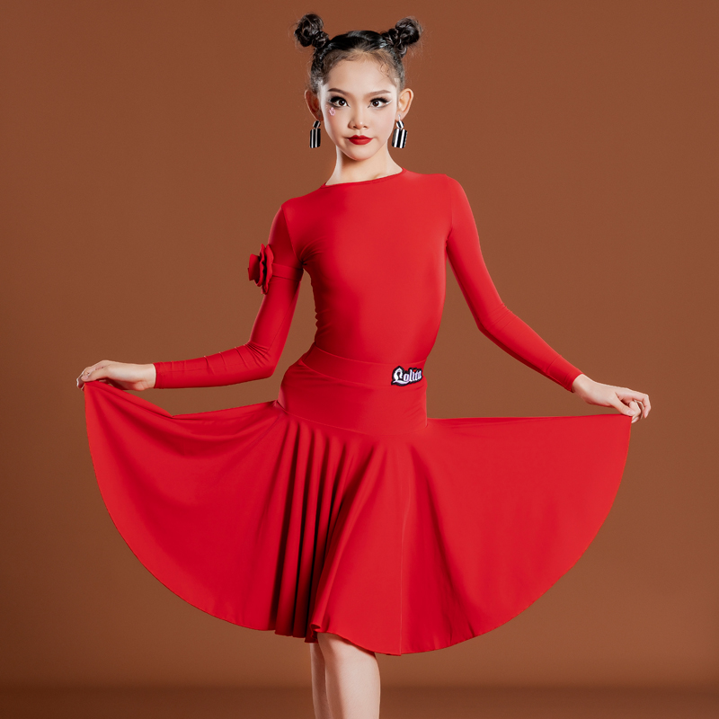 洛利塔儿童专业拉丁舞服少儿长袖比赛规定服女童考级标准定制赛服