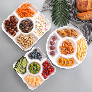 陶瓷五果盘圆形餐具卤味拼盘凉菜盘子小吃方形盘子创意纯色水果盘