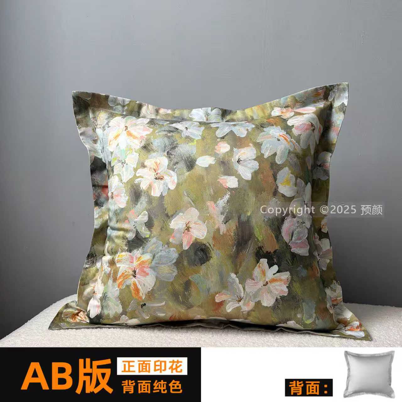 纯棉贡缎印花床头大靠背图片