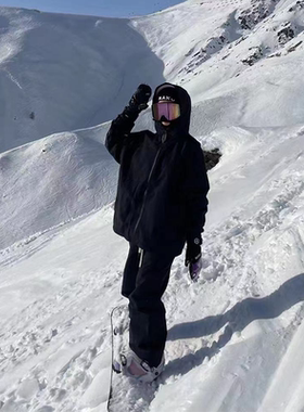 北渊滑雪服男女款套装单板双板防水防寒保暖黑色成人小个子防雪服