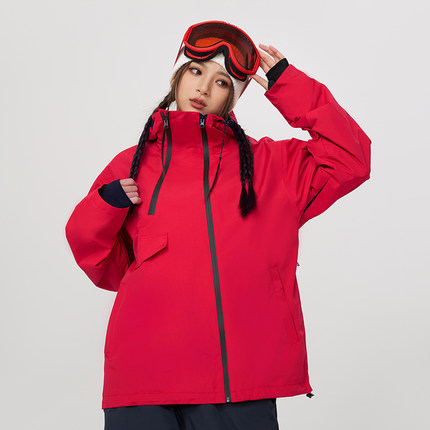 2023冬季新款单板雪服女红色小众防水防寒滑雪服外套男女款冲锋衣