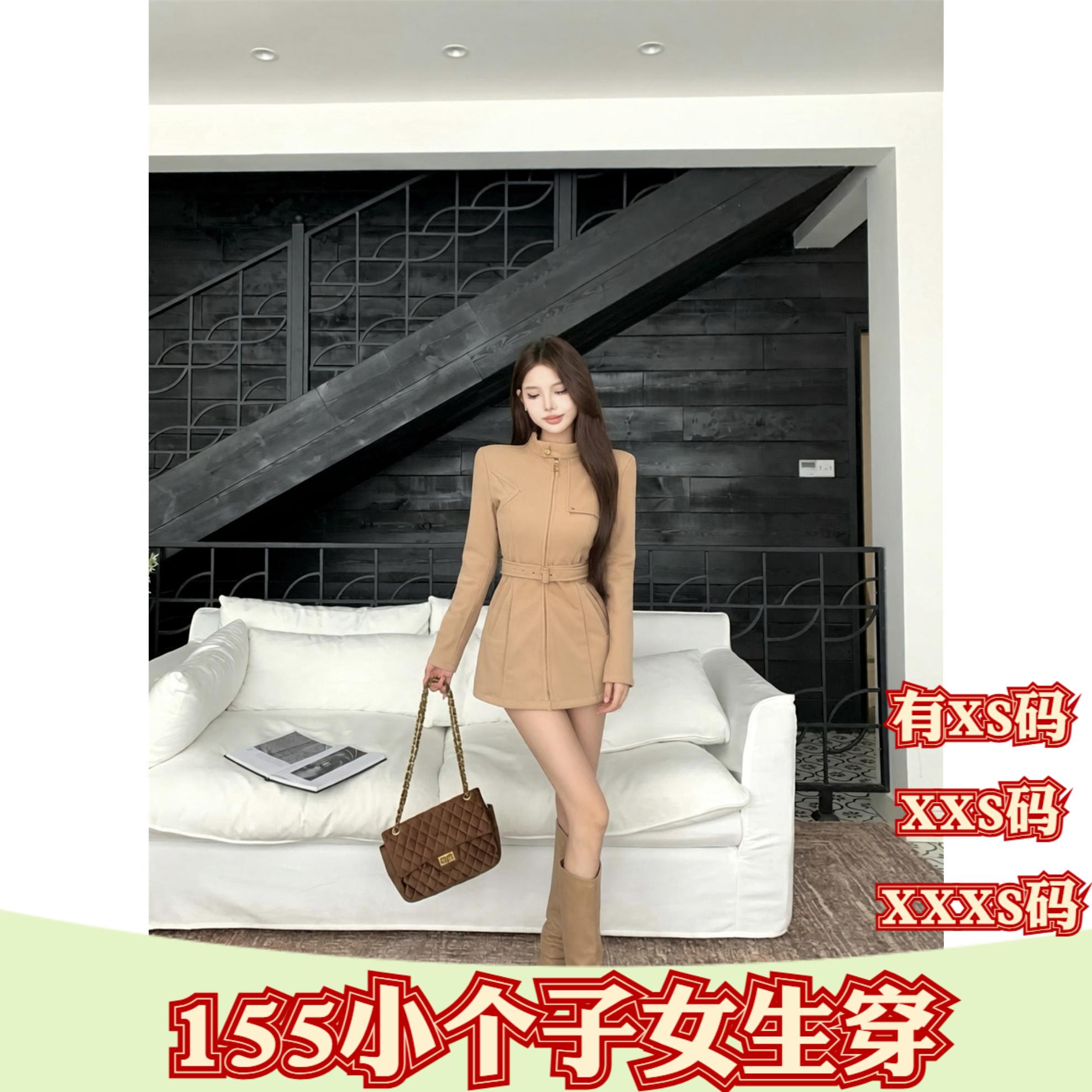 小个子加小码女装秋季150cm显高XXXS号立领收腰连体衣/配腰带百搭图片