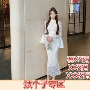 XXXS小个子150cm显高旗袍蕾丝连衣裙高级感晚礼服 春装 加小码 女装