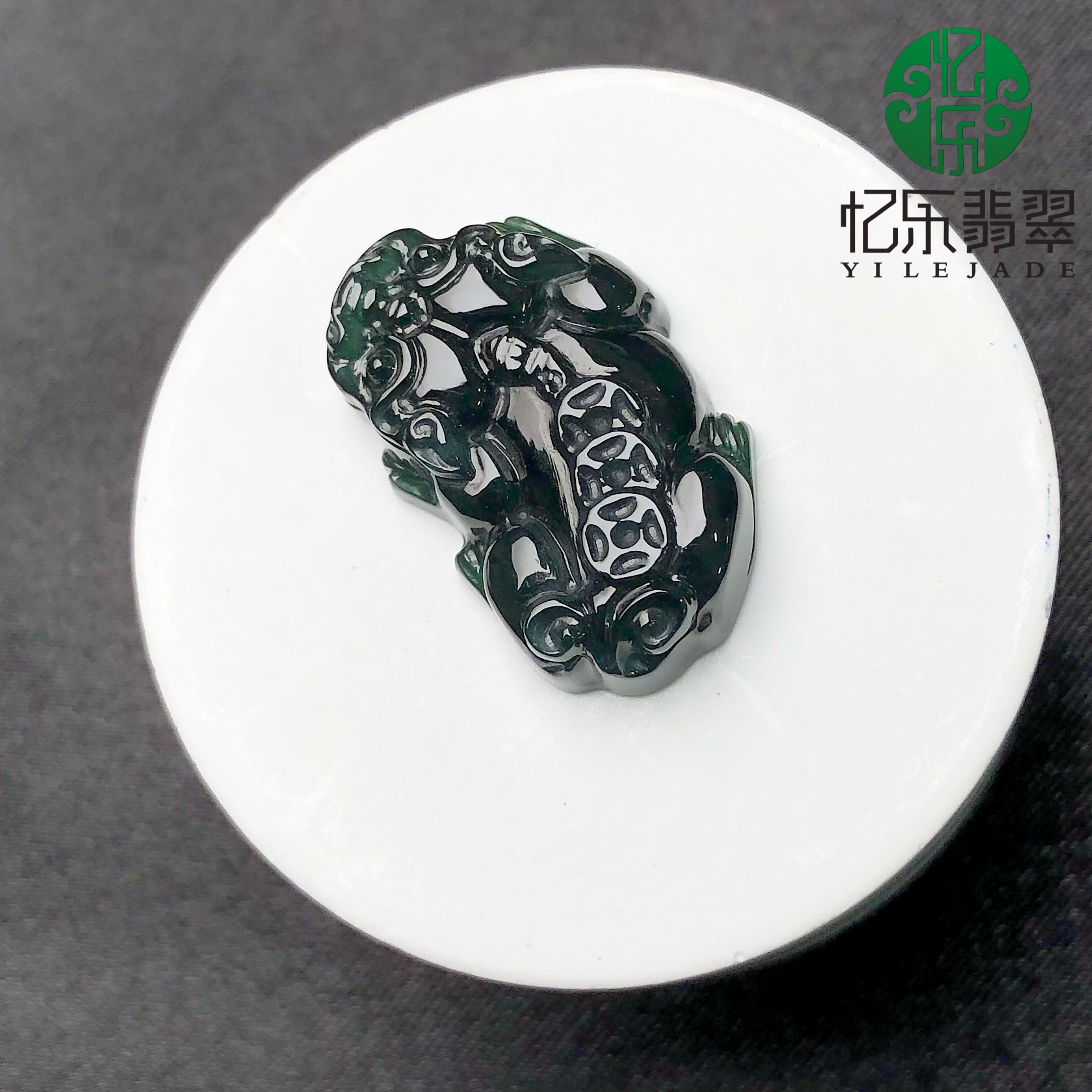 缅甸天然A货翡翠墨翠貔貅吊坠高品质貔貅戒面可代镶嵌送礼首选