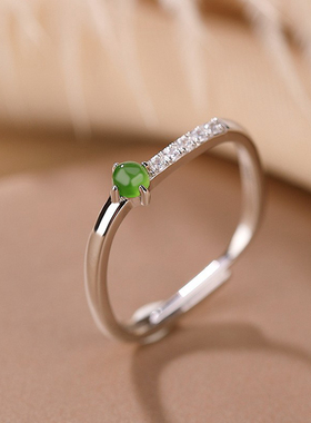 新款S925纯银饰天然和田玉女戒指环原创设计可调大小大码方形轻奢