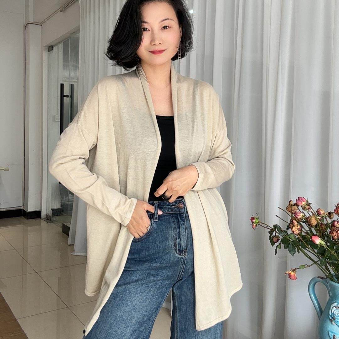 【空调衫】源源设计原版防晒外套毛针织超薄外套简约开衫配腰带