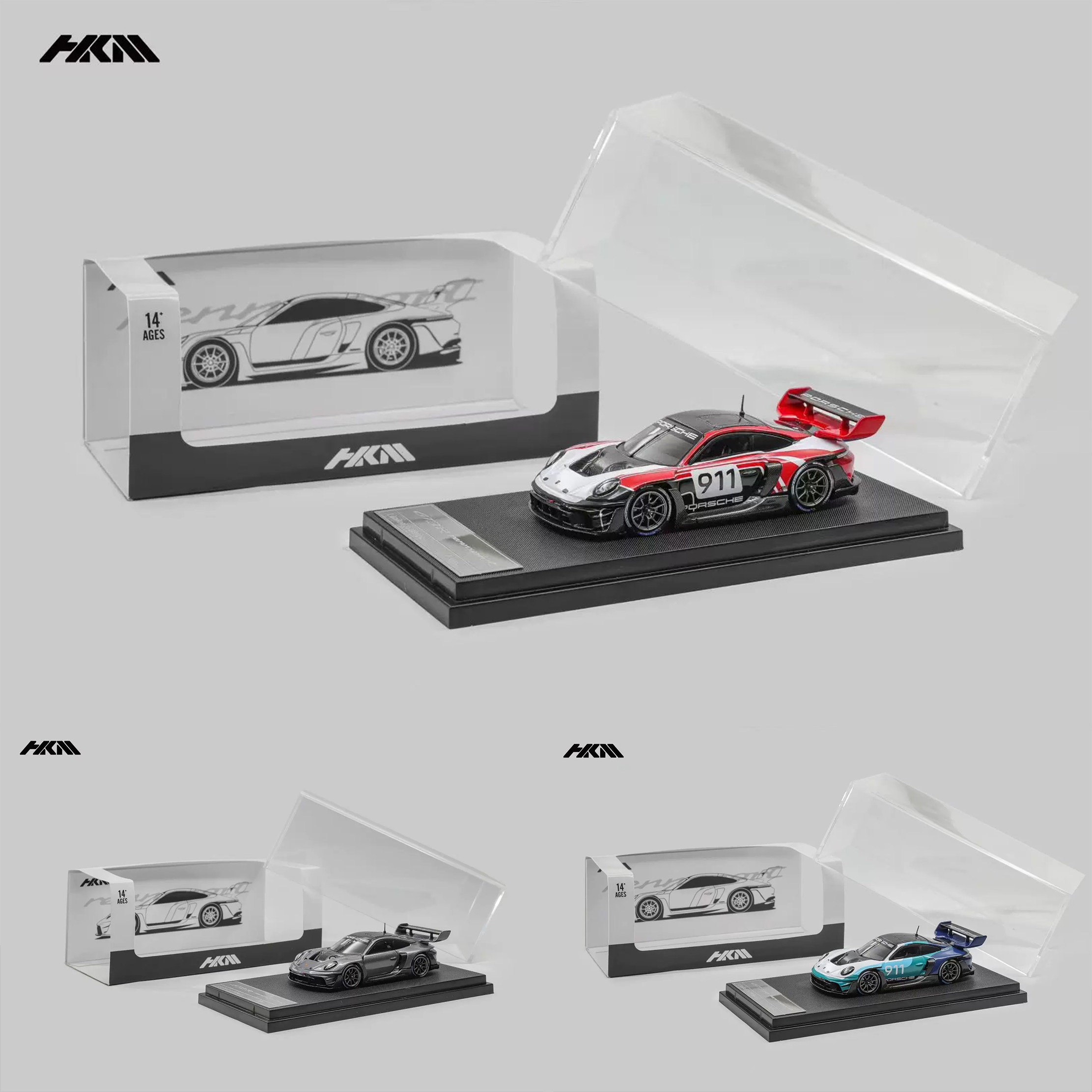 HKM 1:64保时捷911 GT3 R赛车合金汽车模型收藏摆件图片