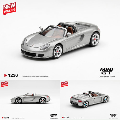 MINIGT#1236 1:64保时捷Carrera GT GT银跑车合金汽车模型收藏