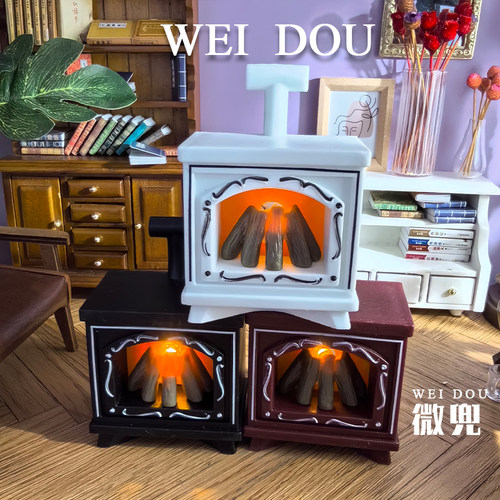 bjd迷你壁炉可亮娃屋家具配件