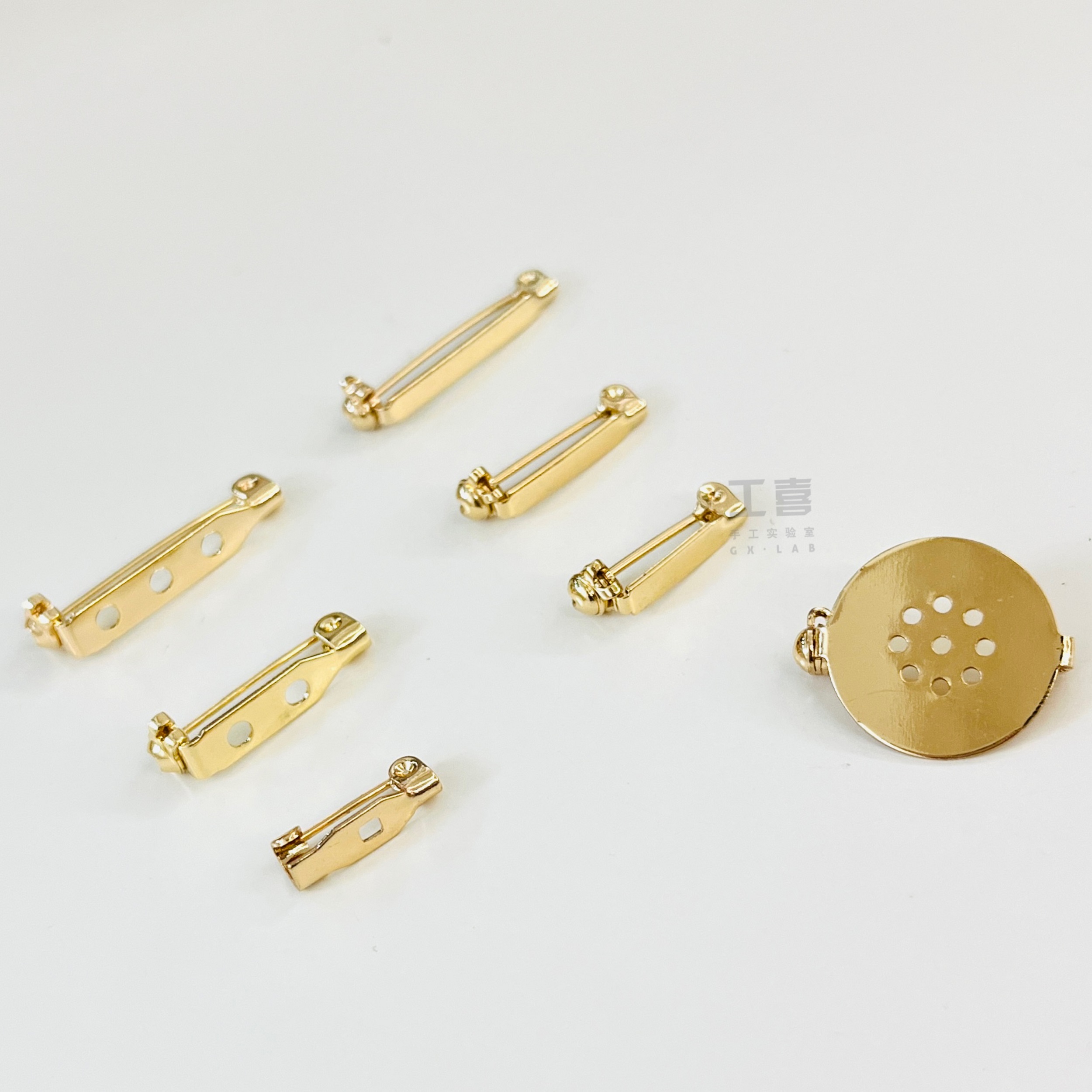 工喜手工高品质14K包金别针保色安全旋转胸针底托DIY刺马针领针扣