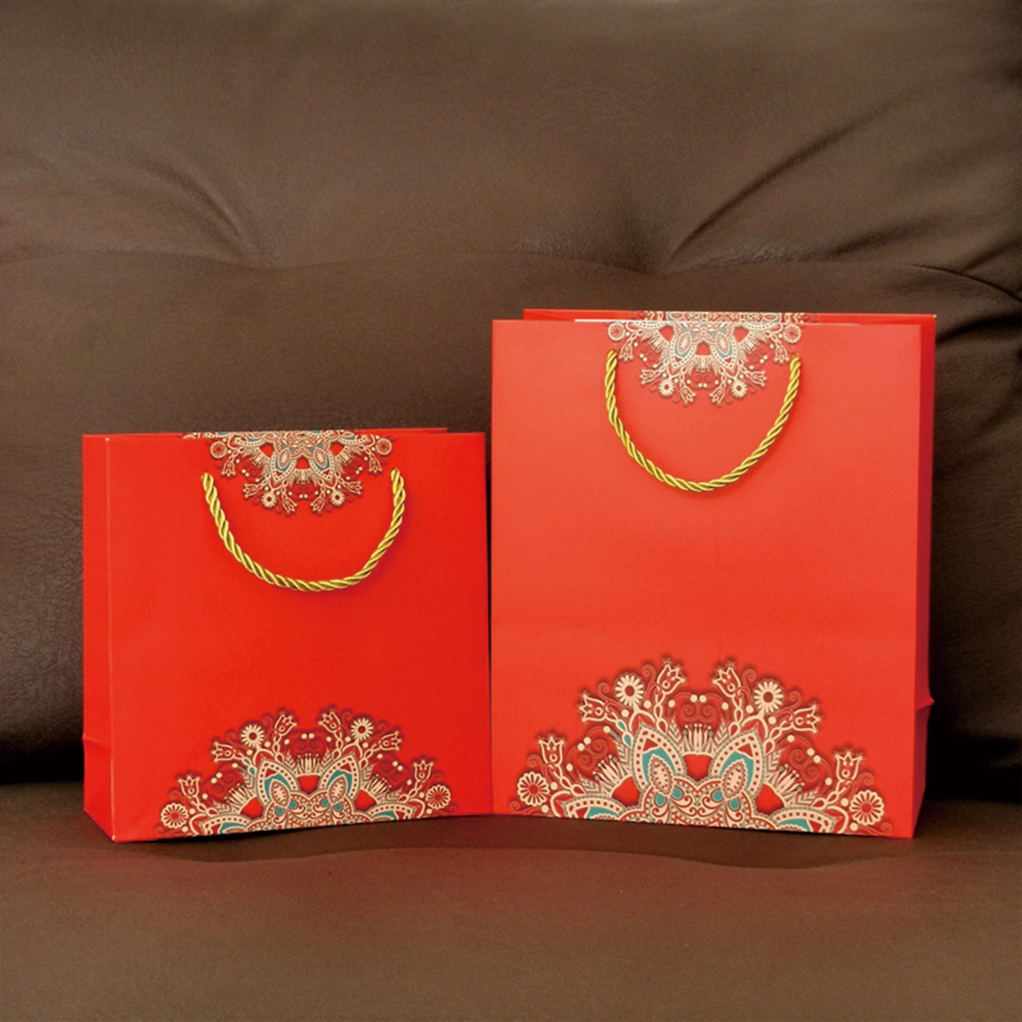 红色礼品袋中国风送礼盒包装袋喜庆礼物袋新年手提袋黄金店纸袋子