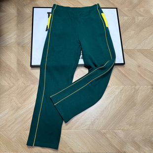 学生校服裤 子墨绿拼黄细条男女高初中小学生舒适加绒保暖直筒长裤