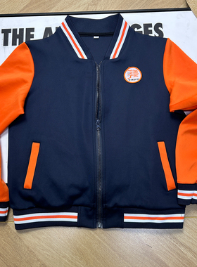 学生校服藏蓝色拼接橙色外套上衣秋款长袖棒球服短袖休闲运动长裤