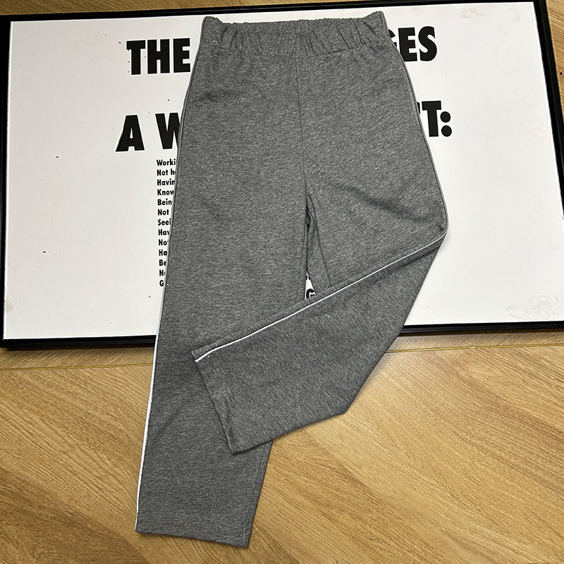 学生校服裤子中灰色反光条纯棉