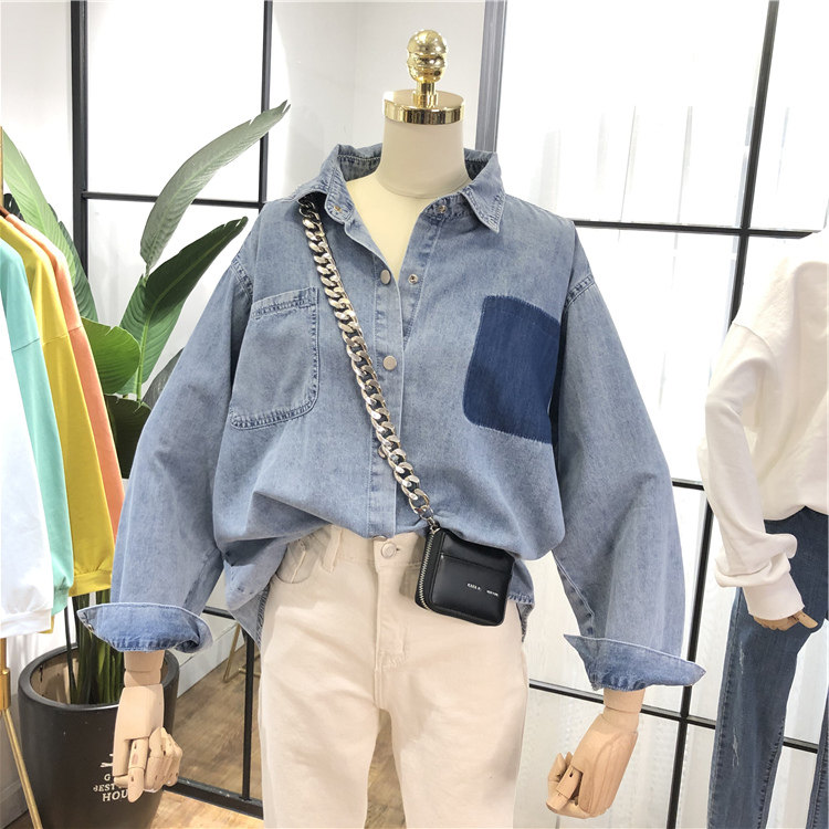 春季做舊韓版水洗簡約百搭牛仔布襯衫寬松舒適簡約翻領襯衣女時尚在類目 女裝/女士精品, 襯衫中 - 來自Buy2taobao.com提供專業的淘寶代購服務