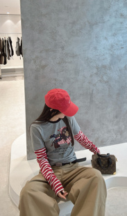 百搭圆领长袖 时尚 T恤女宽松显瘦上衣 韩版 2025早春新款