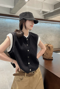 百搭圆领无袖 2025秋款 时尚 韩版 针织马甲女宽松显瘦上衣 新款