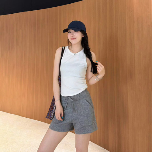 FeiFei高端定制夏季新款高腰显瘦宽松百搭休闲热裤抽绳运动短裤女