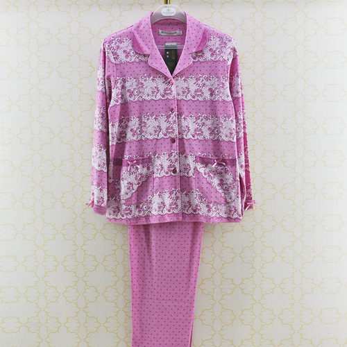 纯棉印花长袖针织睡衣秋鹿环保女