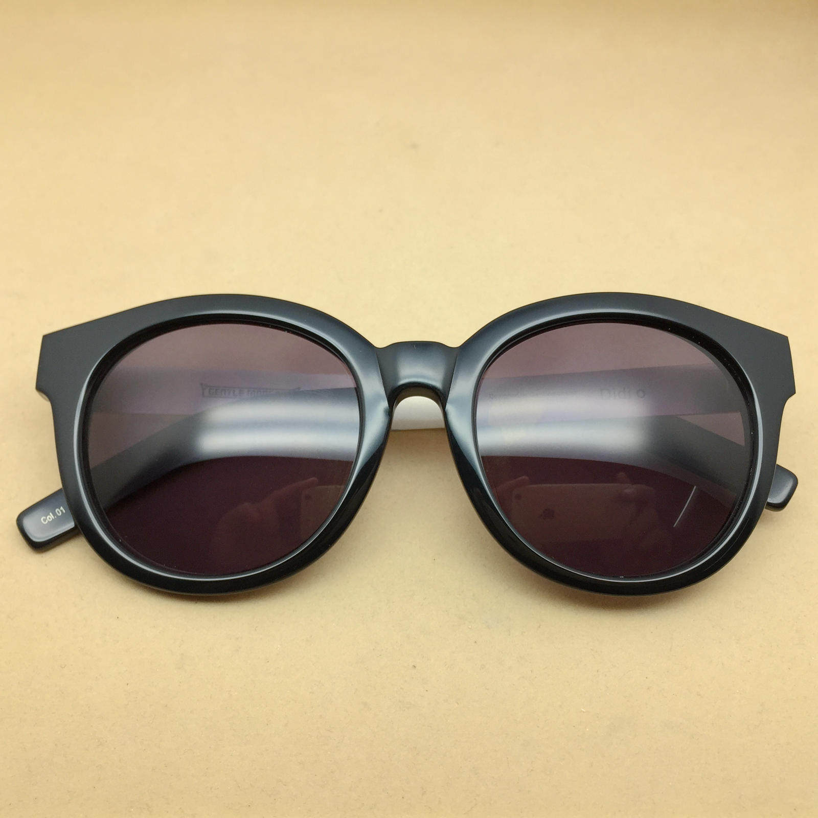 韩版潮款大圆框板材复古男女防紫外线树脂片太阳眼镜墨镜亮黑色DO