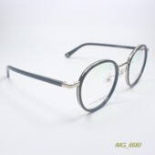 外贸轻盈板材加金属近视眼镜框时尚 复古圆框精致眼镜架黑 金色376