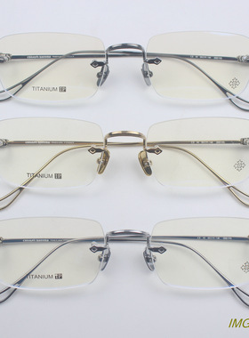 高端手造男女加宽潮款复古经典款纯钛无框超轻近视眼镜框眼镜架