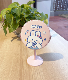 镜子化妆镜台式 学生宿舍公主女大号桌面梳妆镜少女心可爱 高清韩版