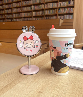 韩版 化妆镜学生宿舍桌面少女心美容便携梳妆镜子 镜子网红折叠台式