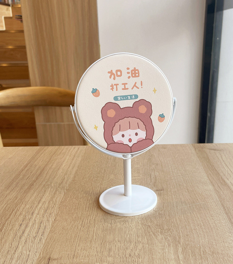 거울 화장 거울 데스크탑 고화질 한국어 버전 학생 기숙사 공주 여성 대형 데스크탑 화장 거울 만나고 하트 귀여운