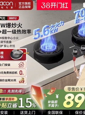 帅康3B812燃气灶免改孔家用猛火双灶煤气灶天然液化气灶焕新补贴