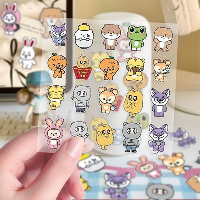 miniteen动物塑可爱卡通透明贴纸seventeen韩团手账咕卡装饰素材