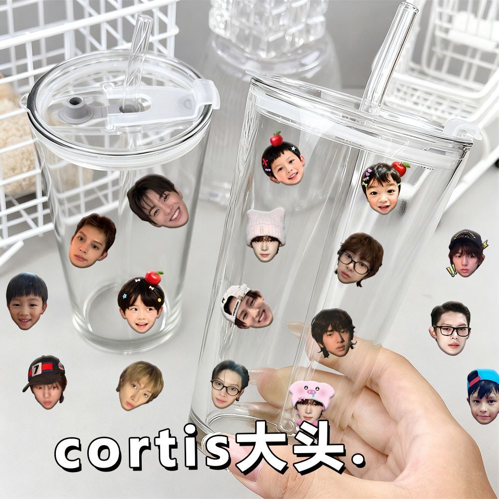 90张cortis大头转印贴立体透明可爱创意装饰水杯手机壳物料贴画